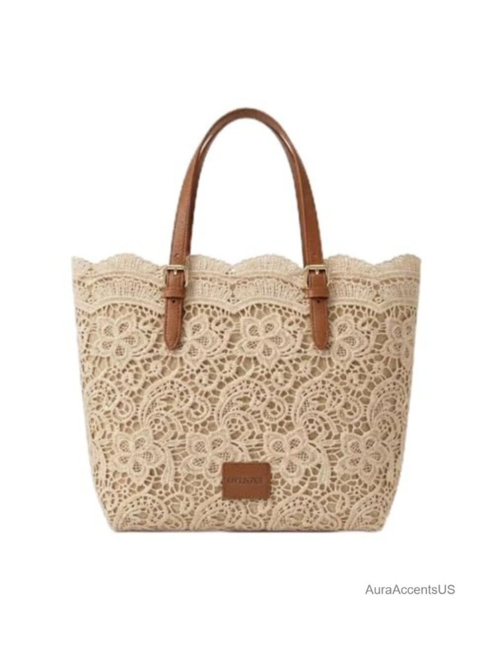 Vintage Lace Shoulder Bag Crochet Kiss Lock Tote Purse for Women
